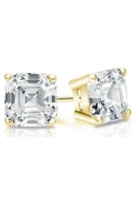 Stud Earrings with Asscher Cut Stones -  GED5A10 - 1 Carat