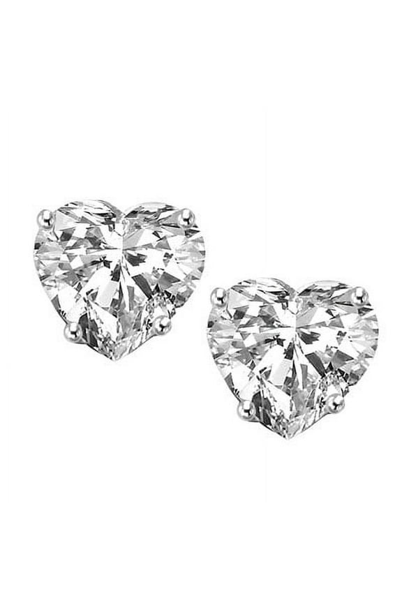 Stud Earrings with Heart Shape Stones - SED560 - 4 Carat