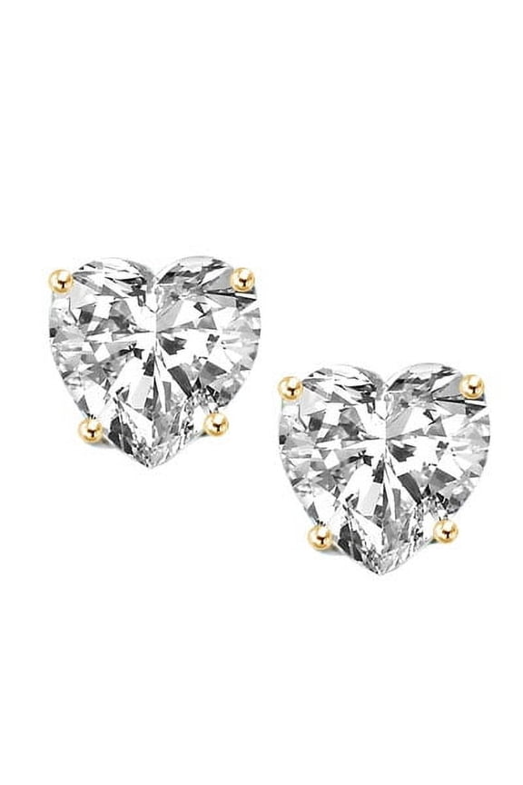 Stud Earrings with Heart Shape Stones - VED560 - 4 Carat