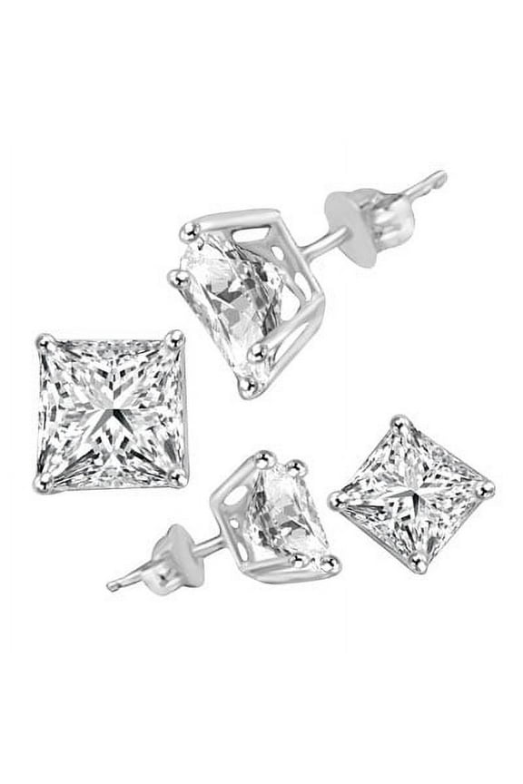 Stud Earrings with Princess cut Stones - SEE1513 - 1 Carat