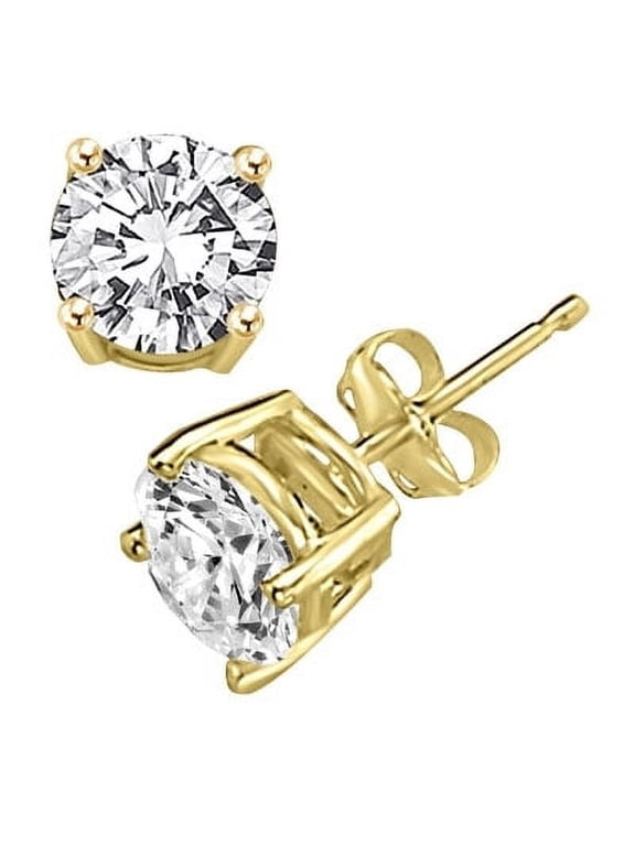 Stud Earrings with Round Brilliant Stones - GEE564 - 1 Carat