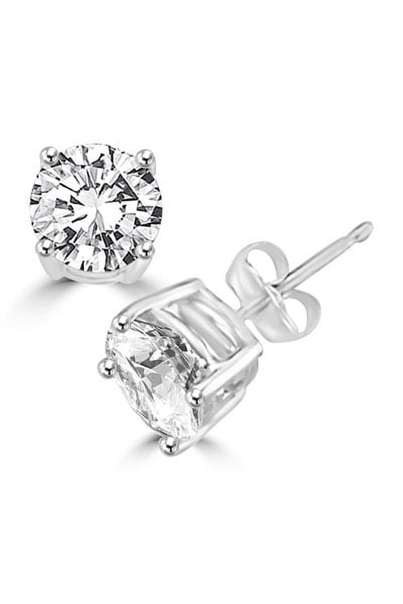Stud Earrings with Round Brilliant Stones - SEE502 - 3 Carat
