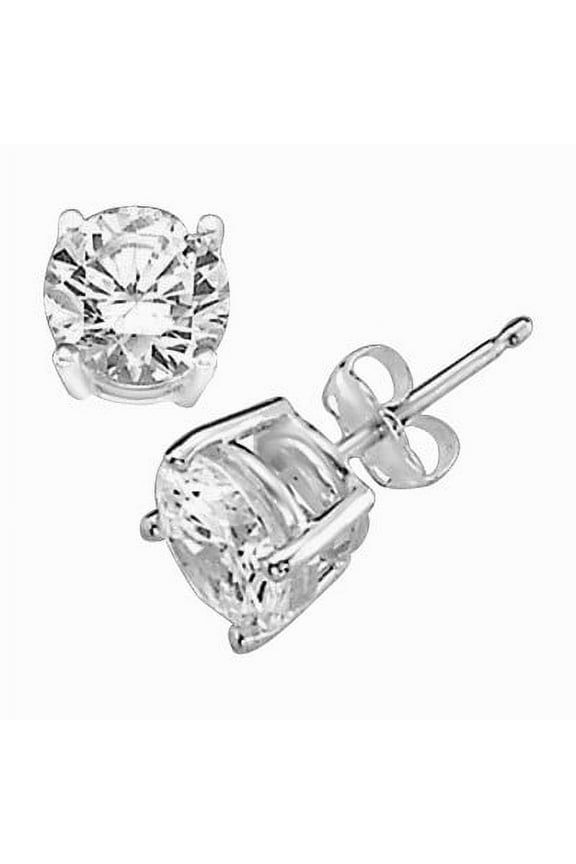 Stud Earrings with Round Brilliant Stones - SEE564 - 2 Carat