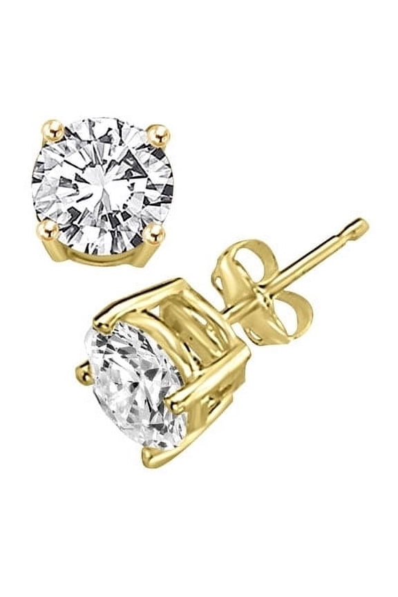 Stud Earrings with Round Brilliant Stones - VEE564 - 2 Carat