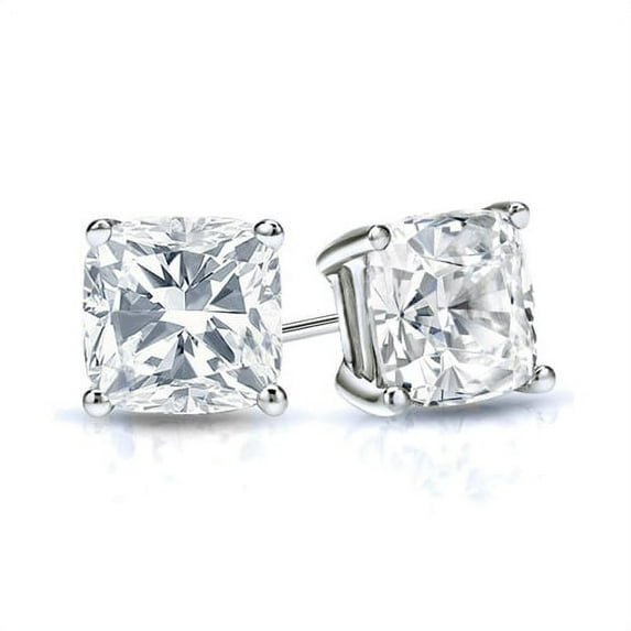 Diamond Essence Stud Earrings with cushion cut Stones - WED5C10 - 3 Carat