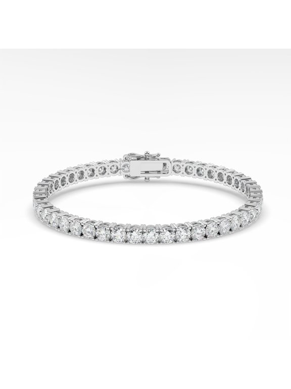 4 CTW Lab Grown Diamond Straight-Line Tennis Bracelet, 14K White Gold (D-F, VS1-VS2)