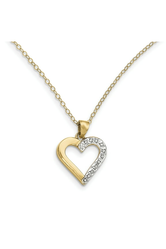 Diamond Fascination Diamond Mystique Sterling Silver 18K Gold-plated Diamond Heart 18 Inch Necklace Q-QDF102