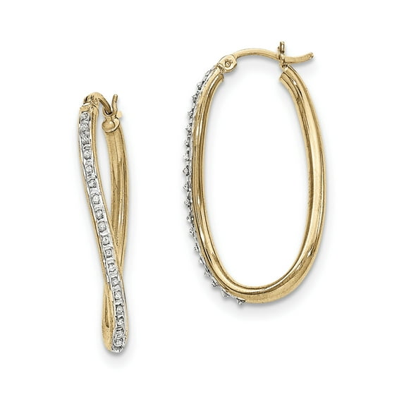 Diamond Fascination Diamond Mystique Sterling Silver 18K Gold-plated Diamond Oval Twist Hoop Earrings