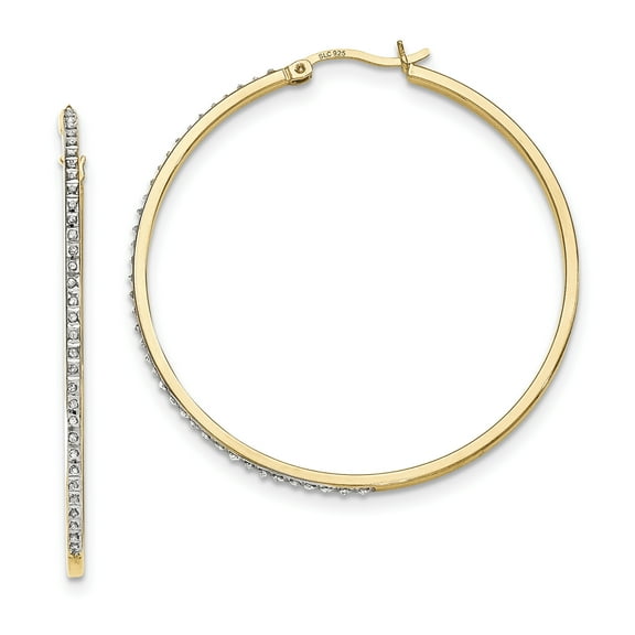 Diamond Fascination Diamond Mystique Sterling Silver 18K Gold-plated Diamond Round Hoop Earrings