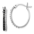 thumbnail image 1 of Diamond Fascination Diamond Mystique Sterling Silver Platinum-plated Diamond Black and White Diamond Oval Hoop Earrings Sterling Silver Earrings, 1 of 1
