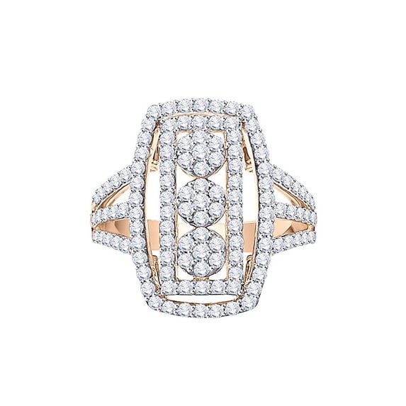 Diamond Fashion Ring in 10K Rose Gold (1 cttw) (I-Color, SI3-I1 Clarity) (Size-5)