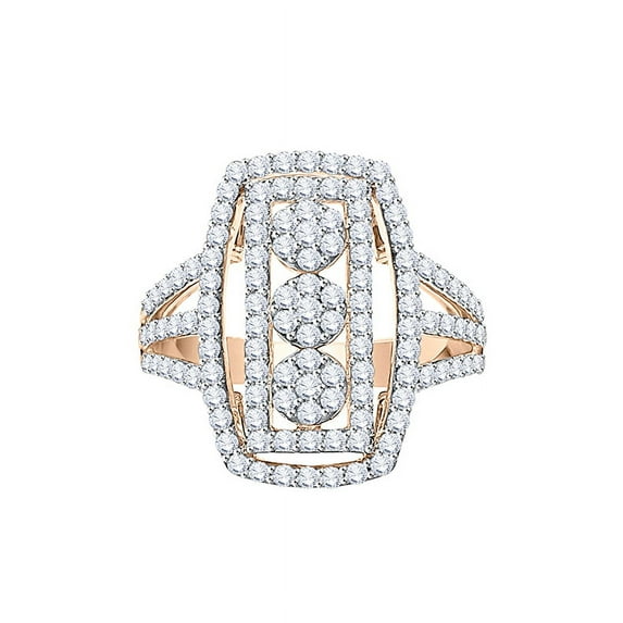 Diamond Fashion Ring in 10K Rose Gold (1 cttw) (I-Color, SI3-I1 Clarity) (Size-7)