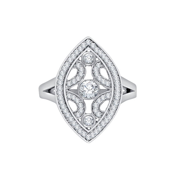 Diamond Fashion Ring in 10K White Gold (1/2 cttw) (I-Color, SI3-I1 Clarity) (Size-5)
