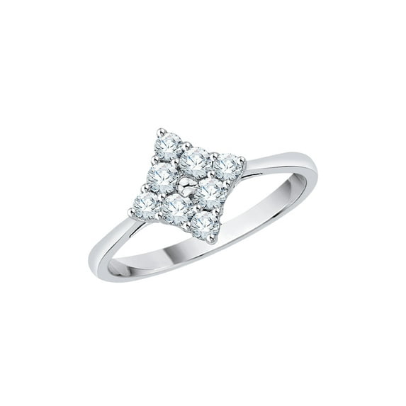Diamond Fashion Ring in 10K White Gold (1/2 cttw) (I-Color, SI3-I1 Clarity) (Size-7.5)