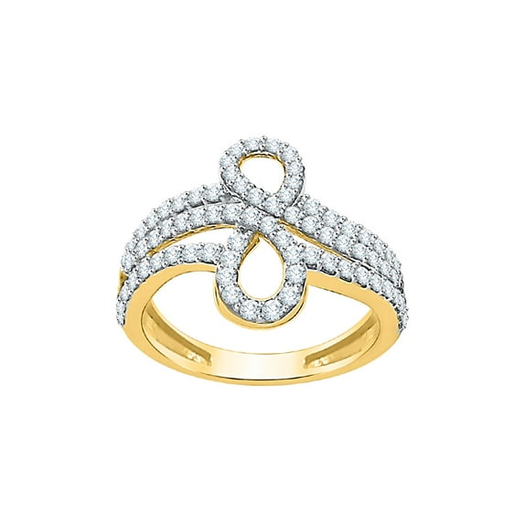 Diamond Fashion Ring in 10K Yellow Gold (7/8 cttw) (I-Color, SI3-I1 Clarity) (Size-6.5)