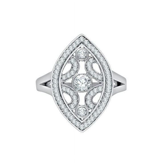 Diamond Fashion Ring in 14K White Gold (1/2 cttw) (I-Color, SI3-I1 Clarity) (Size-8.5)