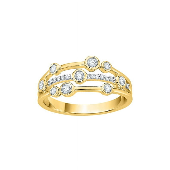 Diamond Fashion Ring in 14K Yellow Gold (1/3 cttw) (I-Color, SI3-I1 Clarity) (Size-6.5)