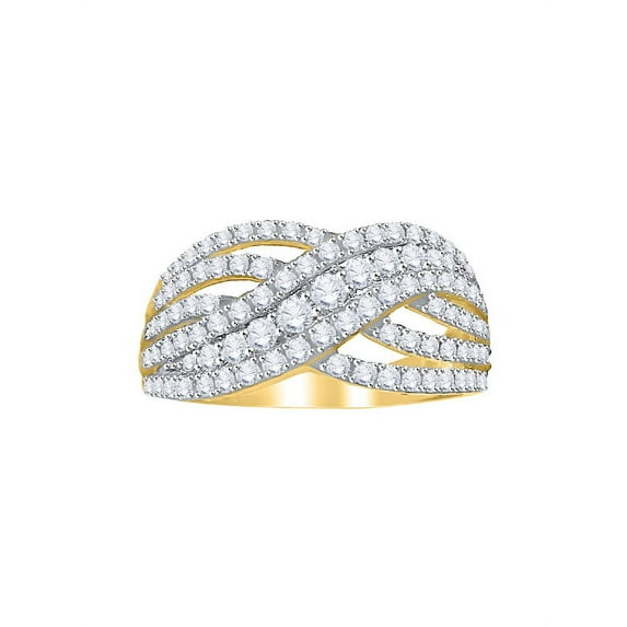 Diamond Fashion Ring in 14K Yellow Gold (1 cttw) (I-Color, SI3-I1 Clarity) (Size-6)