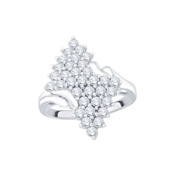 Diamond Fashion Ring in Sterling Silver (1 cttw) (I-Color, SI3/I1-Clarity) (Size-6)