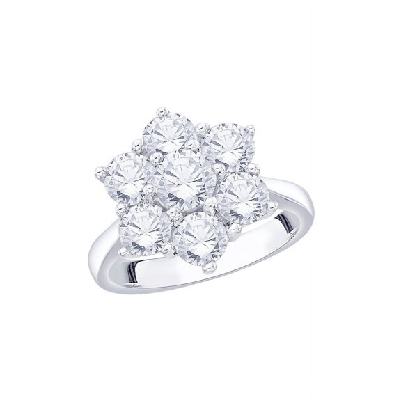 Diamond Fashion Ring in Sterling Silver (3 cttw) (I-Color, SI3/I1-Clarity) (Size-7.5)