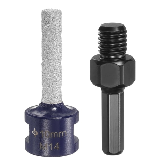 Diamond Finger Milling Bits 10mm (3/8") Dia 5/8"-11 Thread Diamond Milling Bit for Enlarging Shaping Existing Holes in Porcelain Ceramic with 3/8" Hex Shank Adapter, Blue/Black