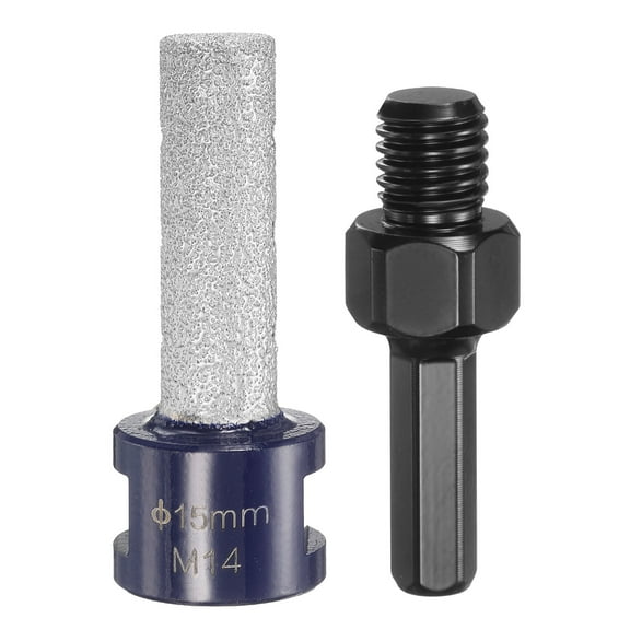 Diamond Finger Milling Bits 15mm (3/5") Dia 5/8"-11 Thread Diamond Milling Bit for Enlarging Shaping Existing Holes in Porcelain Ceramic with 3/8" Hex Shank Adapter, Blue/Black