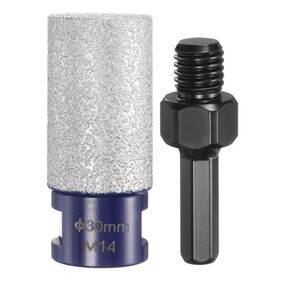 Diamond Finger Milling Bits 30mm (1-3/16") Dia 5/8"-11 Thread Diamond Milling Bit for Enlarging Shaping Existing Holes in Porcelain Ceramic with 3/8" Hex Shank Adapter, Blue/Black