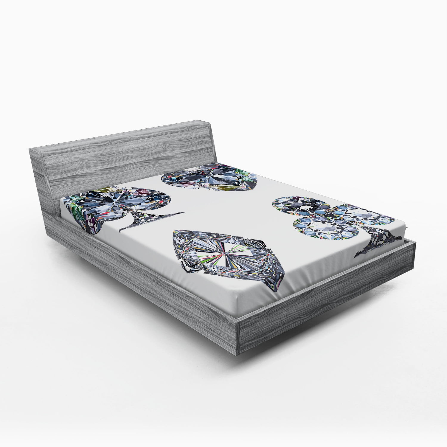 Queen White Microfiber Diamond Print Fitted Sheet