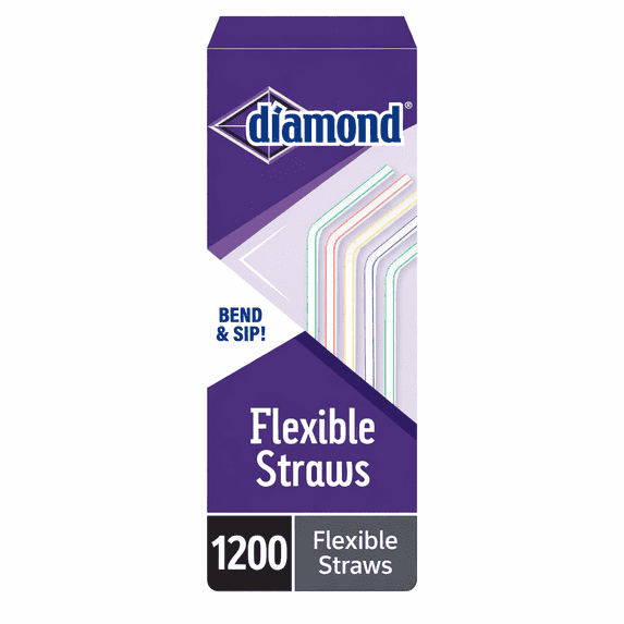 Diamond® Flexible Straws, includes 12 Packs of 100 Straws – 1200 Total