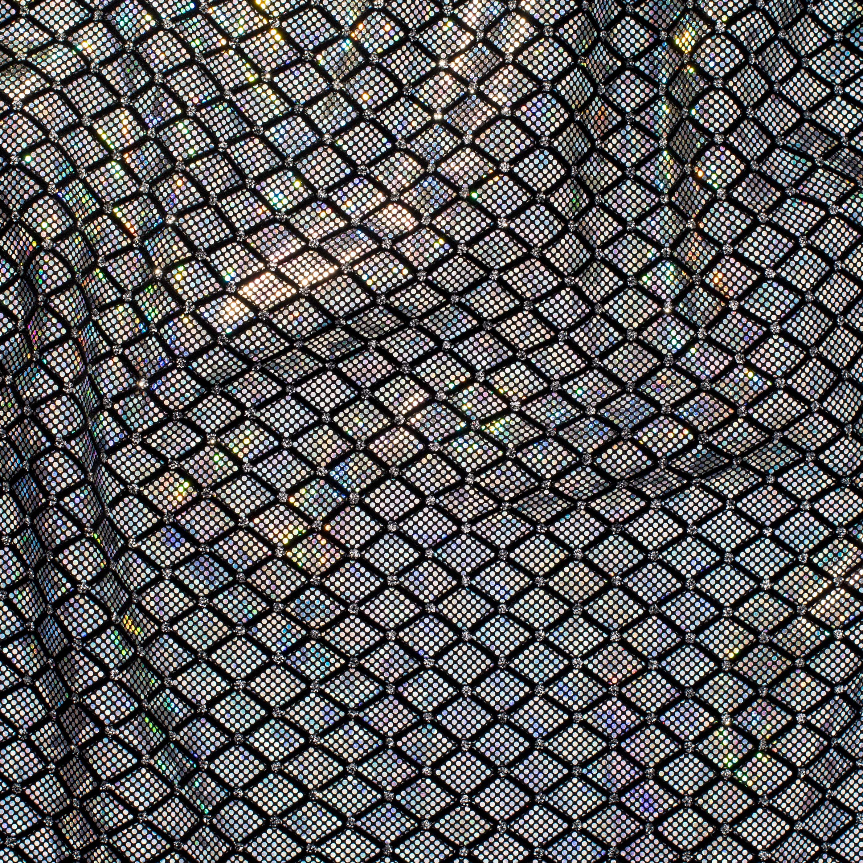 Diamond Flocking Hologram and Glitter on Stretch Nylon Spandex Tricot Fabric | Spandex Palace