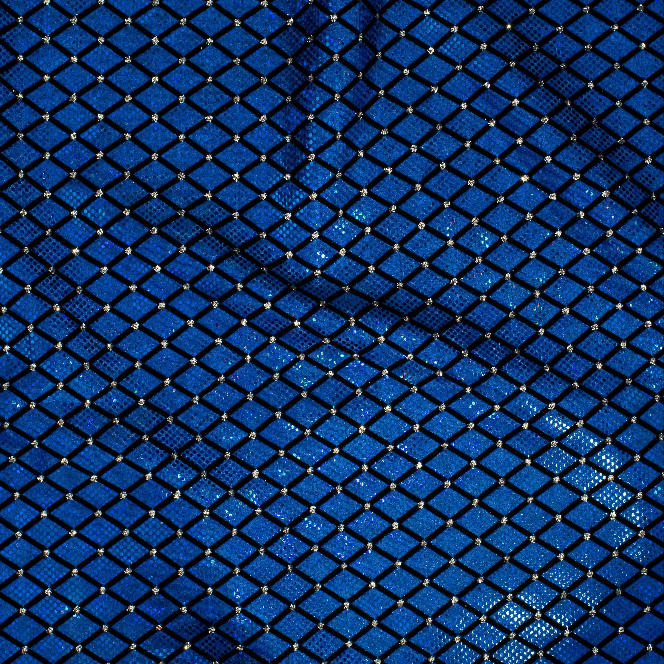 Diamond Flocking Hologram and Glitter on Stretch Nylon Spandex Tricot Fabric | Spandex Palace