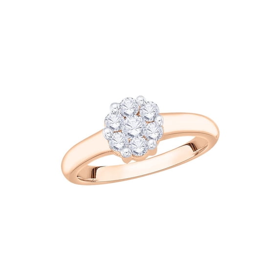 Diamond Floral Fashion Ring in 10K Rose Gold (1/2 cttw) (I-Color, SI3/I1-Clarity) (Size-6)