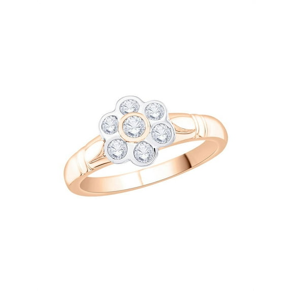Diamond Floral Fashion Ring in 10K Rose Gold (1/3 cttw) (I-Color, SI3/I1-Clarity) (Size-10.5)