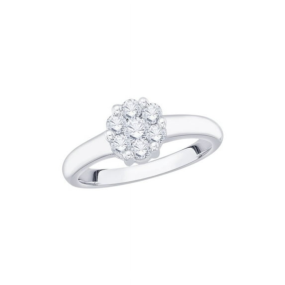 Diamond Floral Fashion Ring in 14K White Gold (1/2 cttw) (I-Color, SI3/I1-Clarity) (Size-9.5)