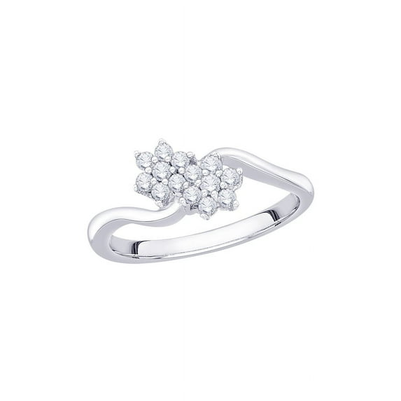 Diamond Floral Promise Ring in 14K White Gold (1/4 cttw) (I-Color, SI3/I1-Clarity) (Size-7)