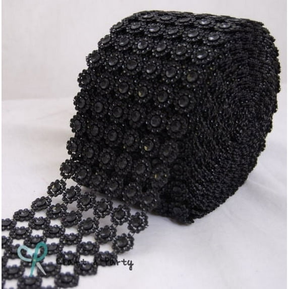 Diamond Flower Mesh 4 Inch X 10 Yards Rhinestone Ribbon Wrap for Wedding Party