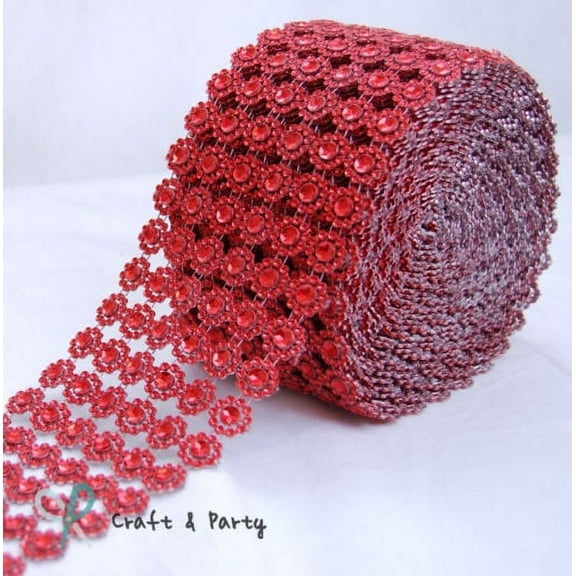 Diamond Flower Mesh 4 Inch X 10 Yards Rhinestone Ribbon Wrap for Wedding Party