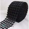 thumbnail image 1 of Diamond Flower Shape Mesh Wrap Roll Faux Rhinestone Crystal Ribbon 4" x 10 yards (30 ft) … (Black), 1 of 2