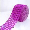thumbnail image 1 of Diamond Flower Shape Mesh Wrap Roll Faux Rhinestone Crystal Ribbon 4" x 10 yards (30 ft) … (Fuchsia), 1 of 2
