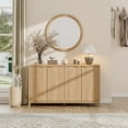 thumbnail image 1 of Diamond-Fluted Buffet Cabinet with 4 Doors, Storage Credenza with Adjustable Shelves,Accent Cabinet for Living Room-Natural, 1 of 6