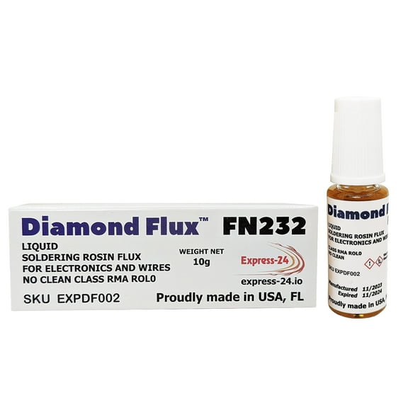 Diamond Flux FN232 Liquid Soldering Flux with Brush. 10g Bottle for Repairing/Soldering Electronics. New