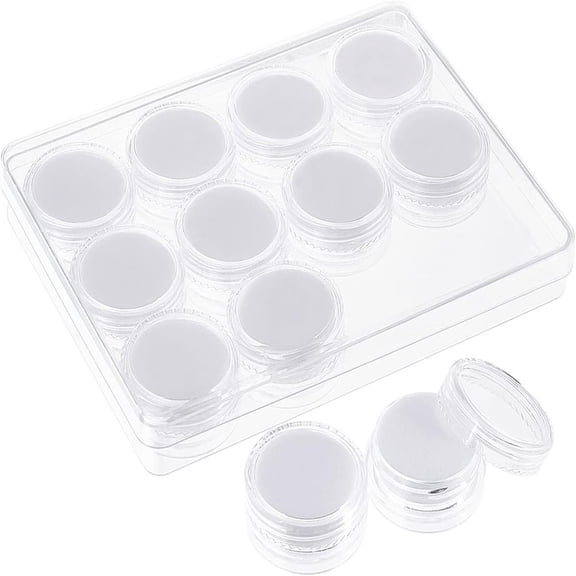 Diamond Gemstone Display box Plastic Jewelry Display box 12 pcs Column Show Container with Foam Mat and Rectangle External Packing box for Bare Stone Naked Diamond and Coins White
