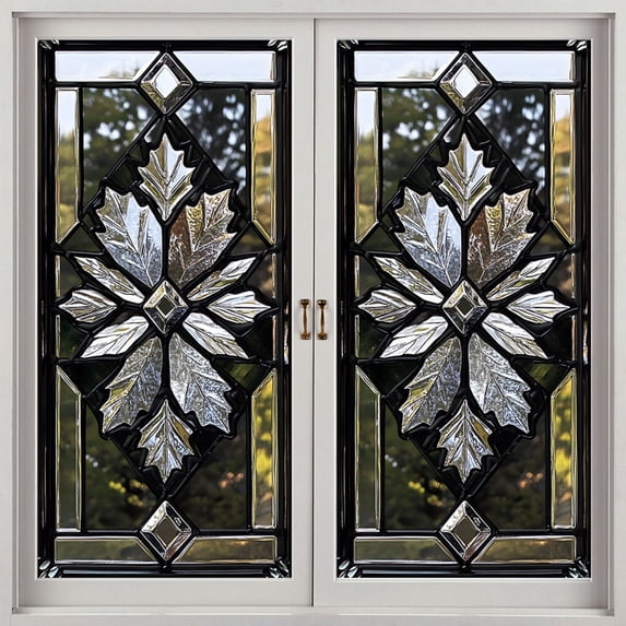 Diamond Geometry Stained Glass Window Film, 17.7 x 39.3 Inch Static Cling Privacy Film, Sun Blocking Removable Decor Glass Cover for Bathroom Living Room Home Decoration