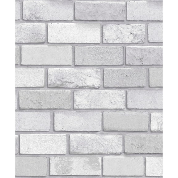 Diamond Glitter Brick Vinyl Wallpaper - 20.8 in. W x 33 ft. L Silver