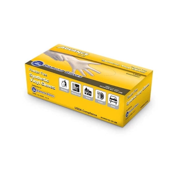 Diamond Gloves VPF-45XL X-Large Stretch Vinyl Non-Medical Powder- Free Gloves - Ten 100-Packs
