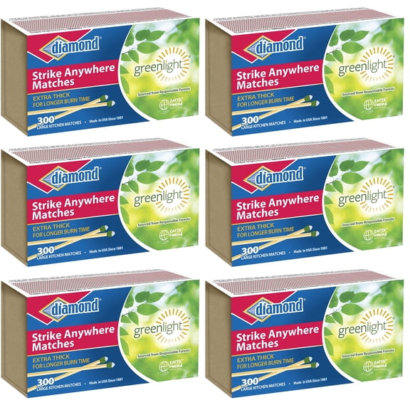 Diamond Green Light Technology Strike Anywhere Matches Outdoor Adventure Kit 300 Count Pack