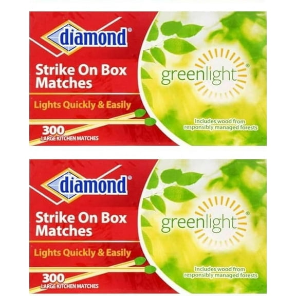 Diamond Greenlight Strike on Box Matches, 300 Count (Pack of 2) - Generic