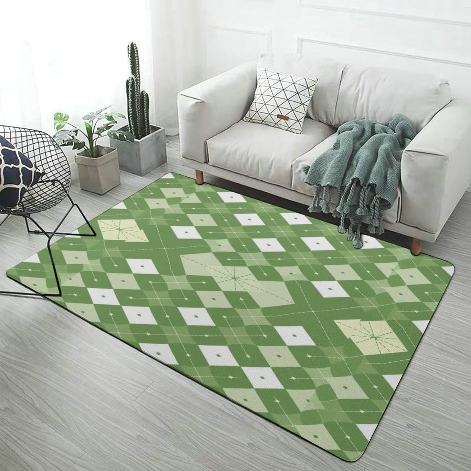 Diamond Grid European Living Room Carpets Rugs Luxury Bedroom Study R ...