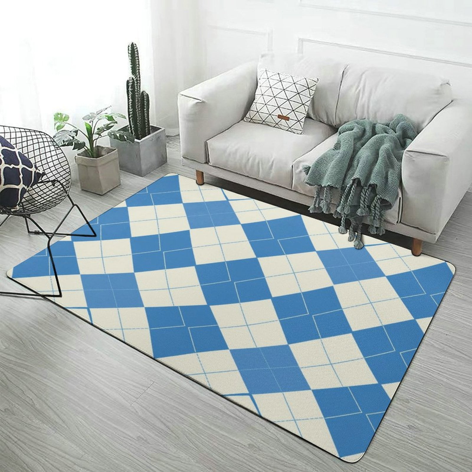 Diamond Grid European Living Room Carpets Rugs Luxury Bedroom Study R ...