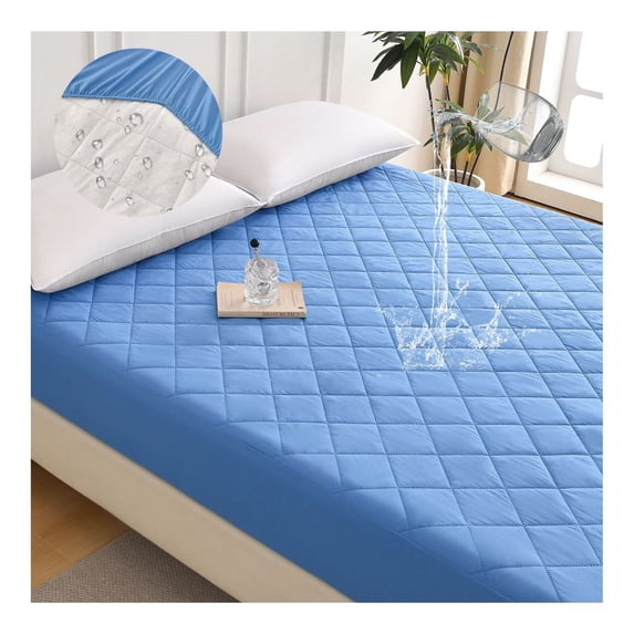 Diamond Grid Mattress Protector KING Size, Waterproof Bed Cover - Hypoallergenic, Dust Mite Proof - Cooling & Breathable, Fitted Sheet Style, 16-Inch Pocket